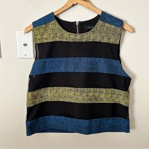 Black blue yellow cropped sleeveless blouse tank